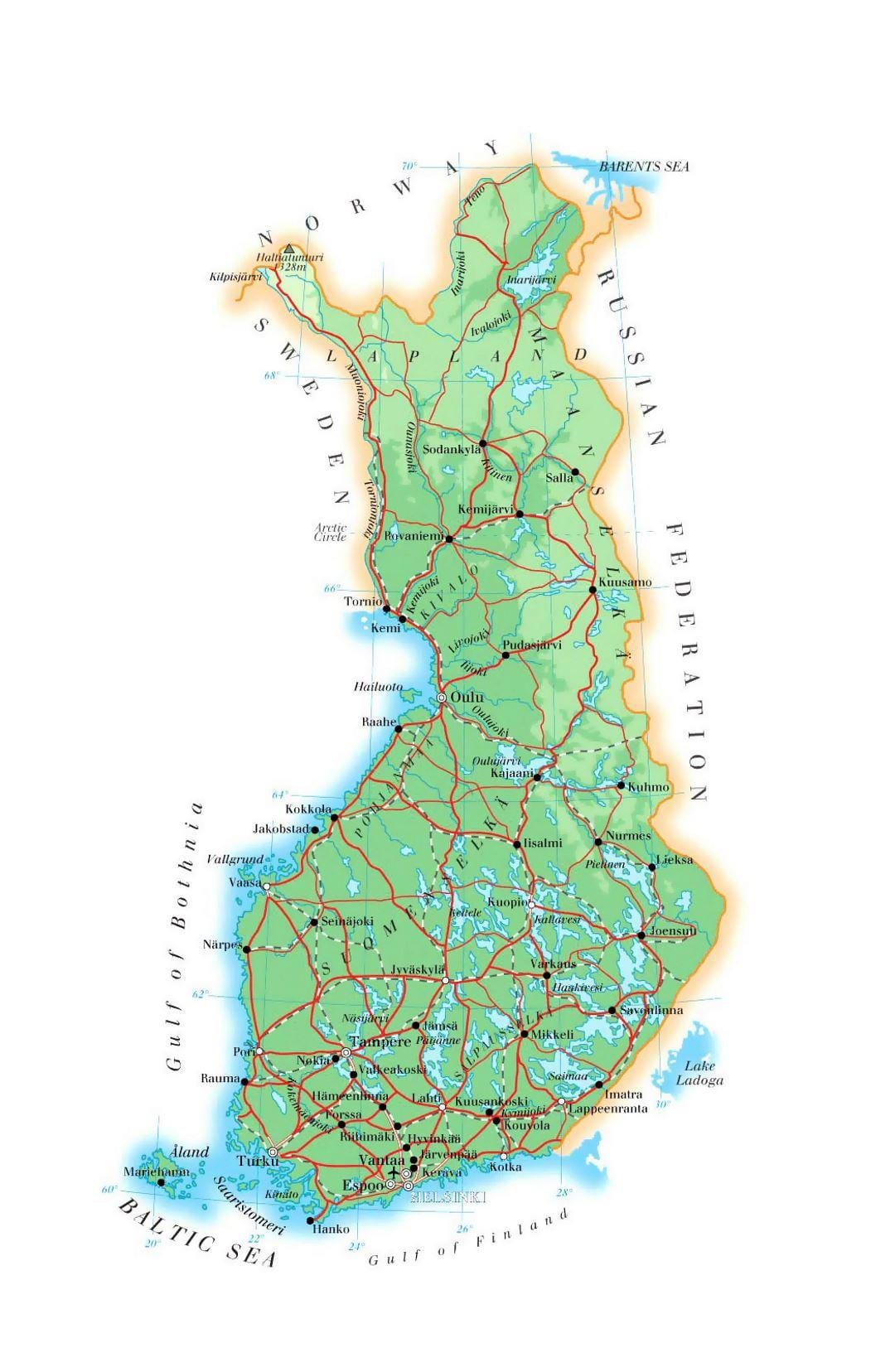Mappa di Finlandia elevazione