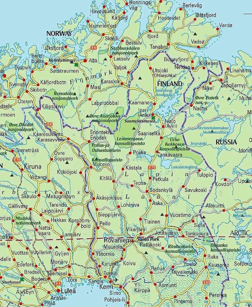 Mappa della Finlandia, escursionismo