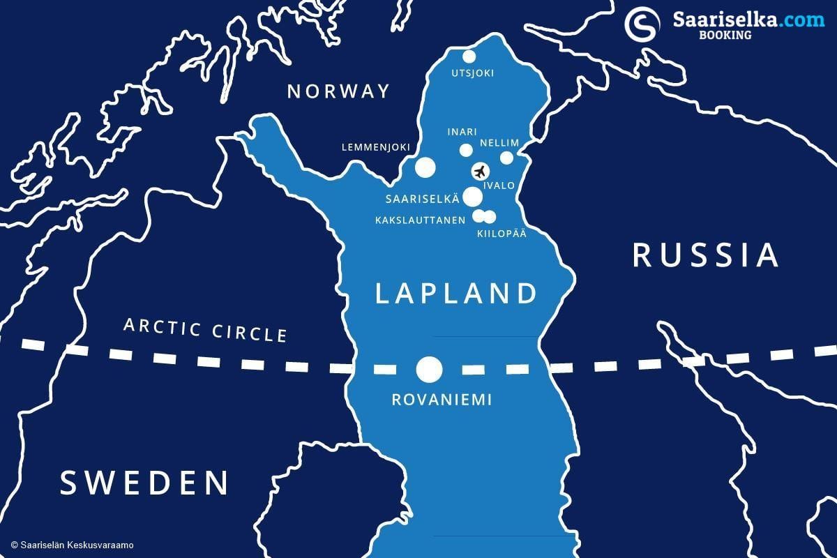 mappa di saariselka Finlandia