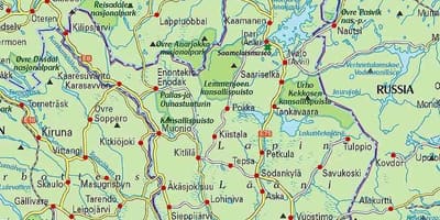 Mappa della Finlandia, escursionismo